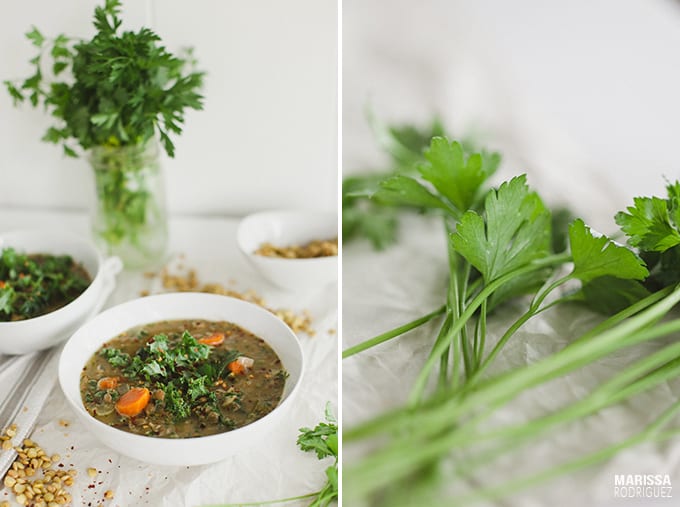 vegan lentil soup with parsley