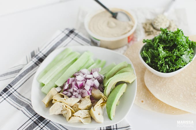 veggie hummus kale avocado wrap